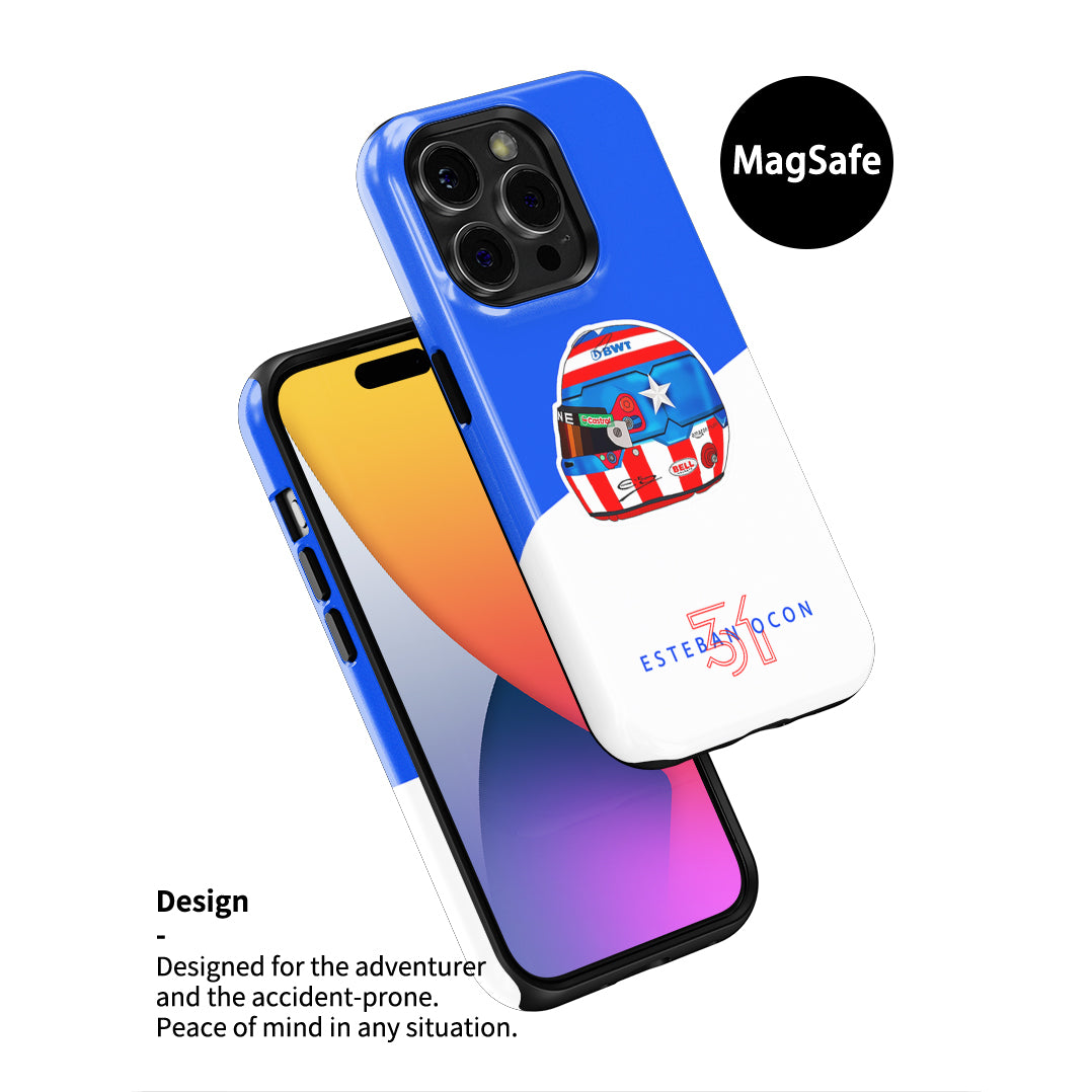 Esteban Ocon Captain America Helmet iPhone Case – Las Vegas 2024 Edition