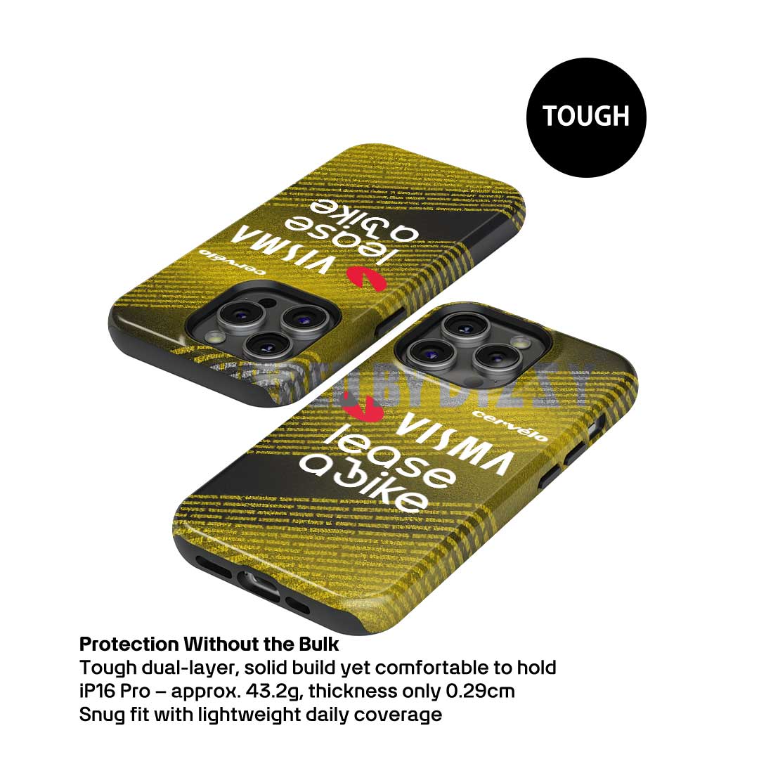 Team Visma–Lease a Bike 2025 TDF Special Edition Phone Case – Yellow & Black Stripes (Pixel / OnePlus / Xiaomi / Huawei)