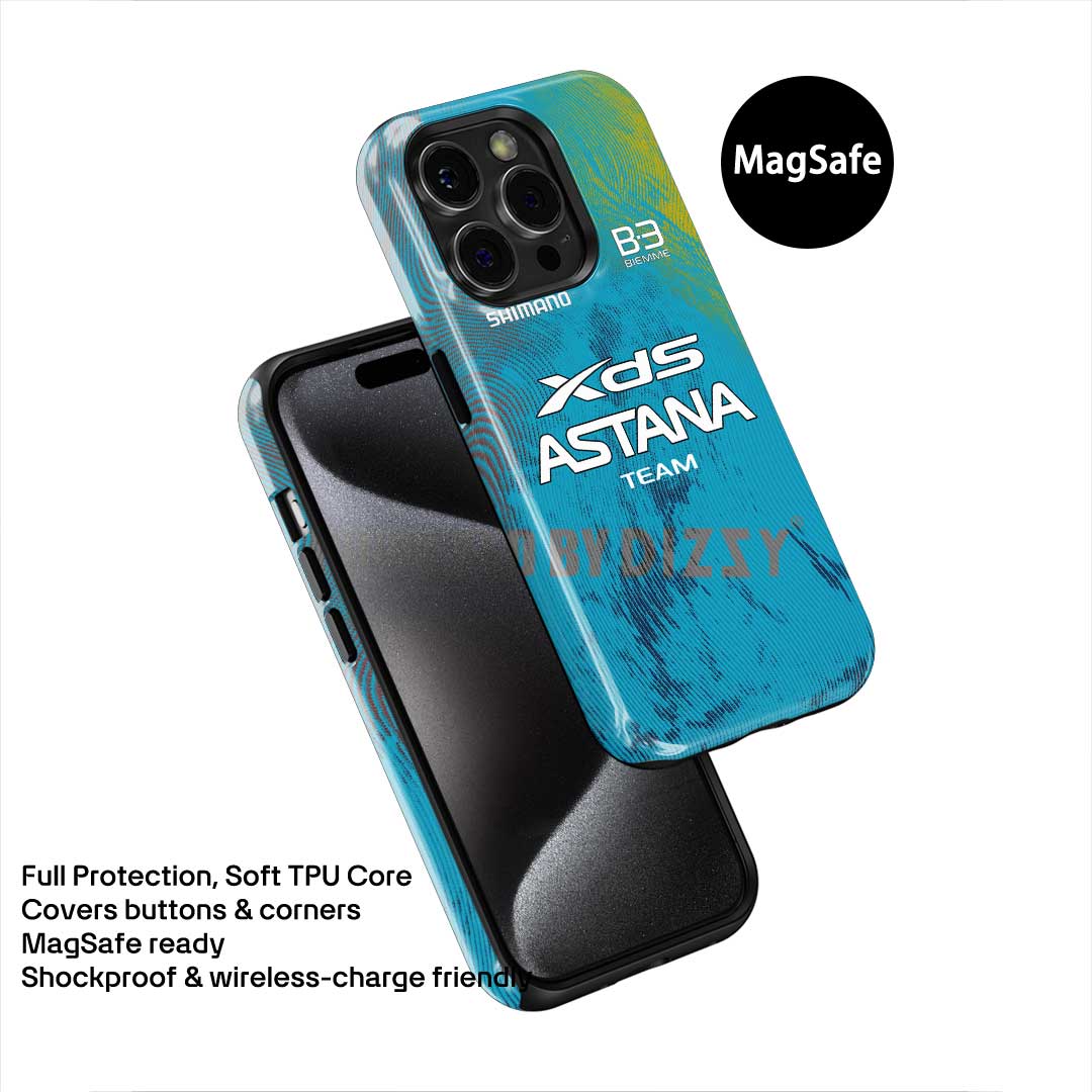 XDS Astana Team 2025 Cycling Jersey Phone Case – Blue Identity of the Kazakh Pro Team