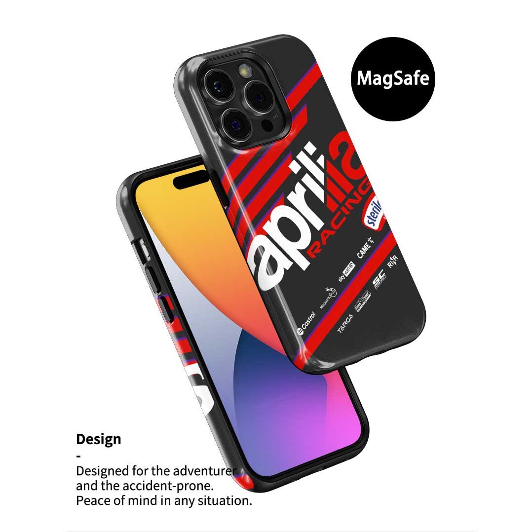 Aprilia Racing MotoGP 2025 Phone Case – Red & Black Striped Design for Samsung Galaxy