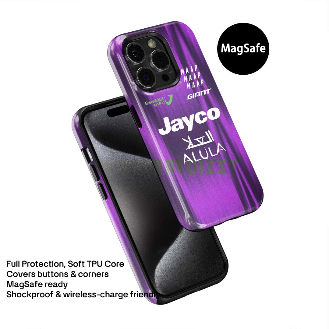 Team Jayco AlUla 2025 Jersey Phone Case – Ride the Purple Velocity (iPhone)