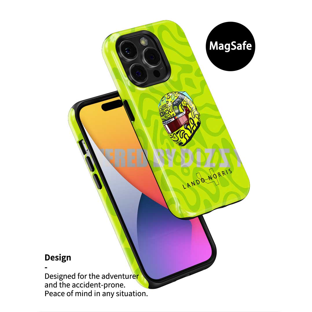 Lando Norris 2025 Helmet Phone Case – Neon Yellow F1 Design for Samsung Galaxy