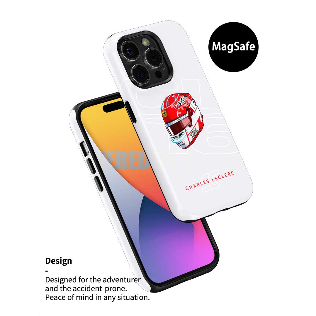 Charles Leclerc 2025 Helmet Phone Case – Ferrari Red & White Tribute for Samsung Galaxy
