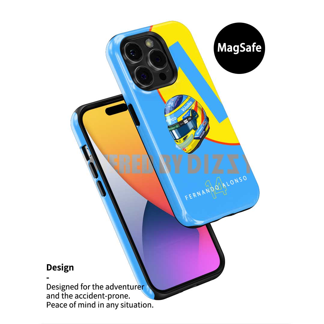 Fernando Alonso 2025 Helmet Phone Case – Aston Martin Livery (For Samsung)