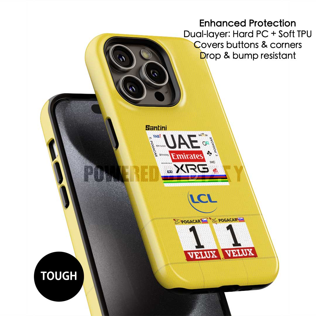 Tadej Pogačar 2025 Tour de France Yellow Jersey Phone Case – Leader’s Tribute Design (Pixel, OnePlus, Xiaomi, Huawei)