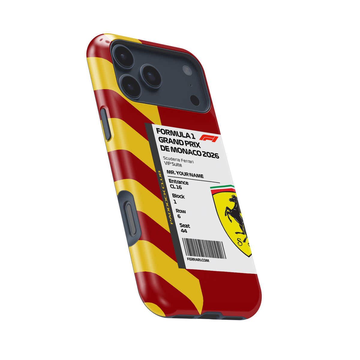 Custom Ferrari VIP Pass iPhone Case - 2026 Monaco Edition