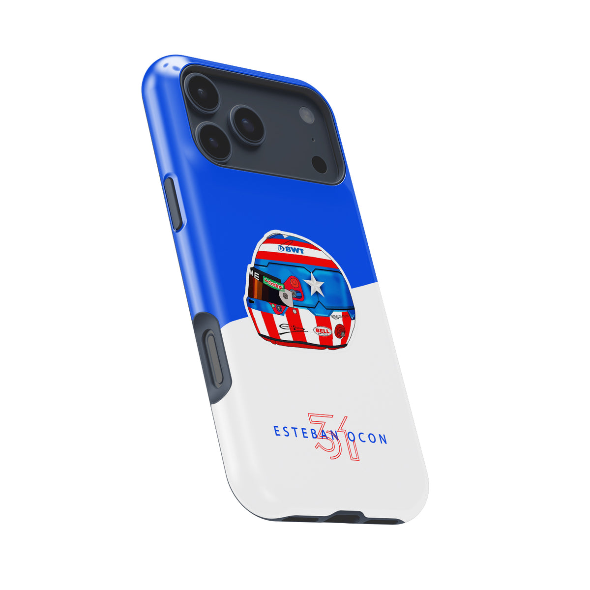 Esteban Ocon Captain America Helmet – Las Vegas 2024 Edition Formula 1 racing iPhone case view 8