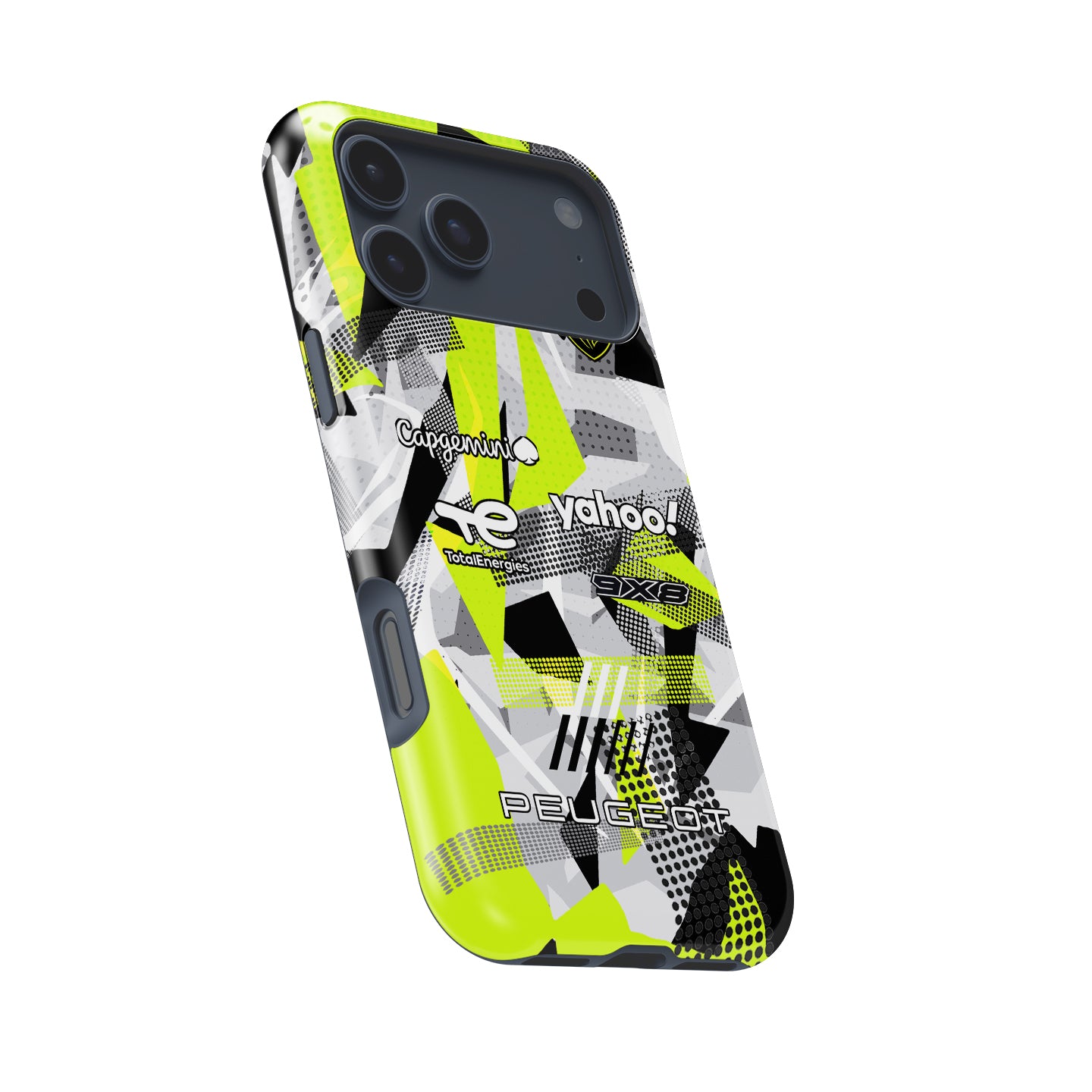 Peugeot 9X8 Hypercar Phone Case – Fragmented Pattern Design