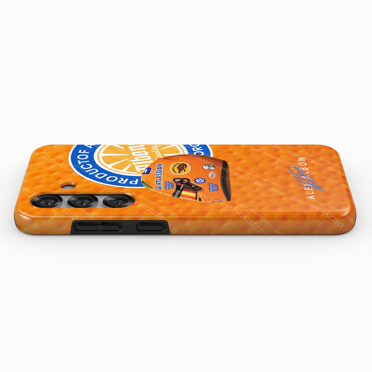 Alex Albon 2025 Miami GP Helmet Phone Case – Florida Orange Edition for Samsung Galaxy