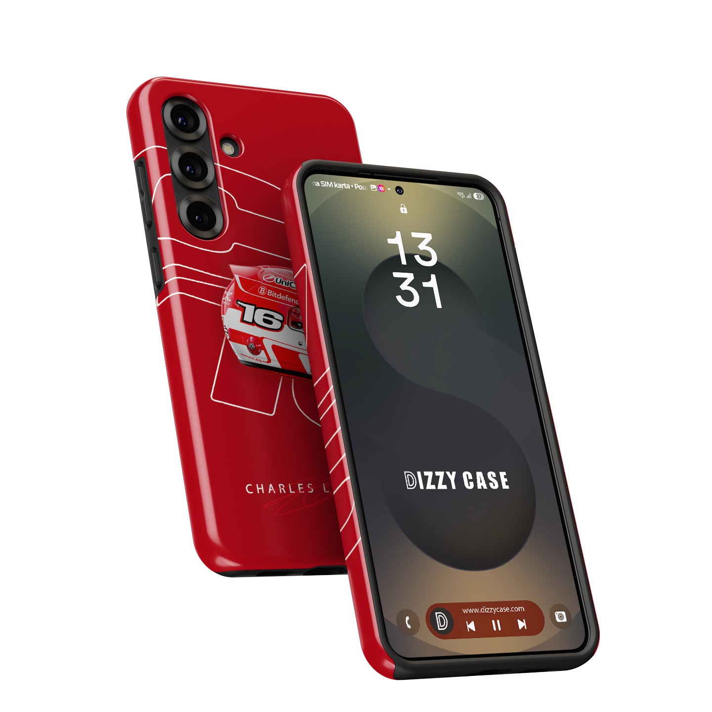 Charles Leclerc 2025 Ferrari Helmet Livery F1 Phone Case – CL16 Edition (Samsung Galaxy) | DIZZY CASE