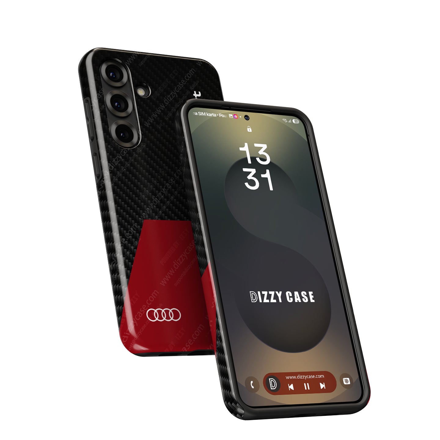 Audi Sport Logo Phone Case with Carbon Fiber Pattern