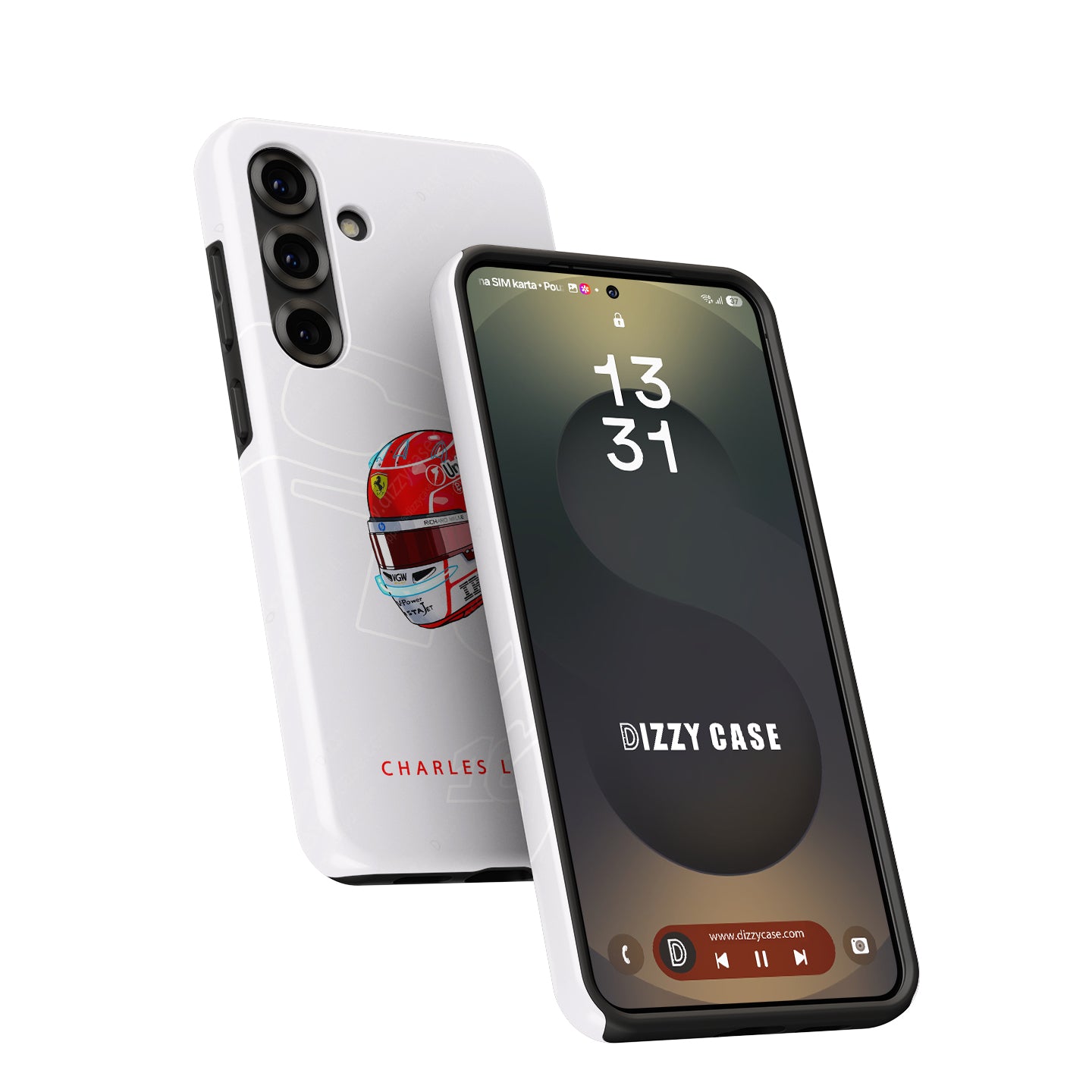 Charles Leclerc 2025 Helmet Phone Case – Ferrari Red & White Tribute for Samsung Galaxy | DIZZY CASE