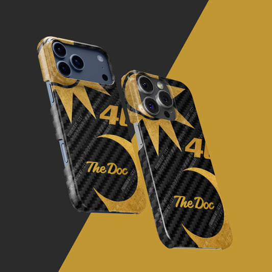 Valentino Rossi VR46 Anniversario Gold Carbon Phone Case – The Doctor Edition for iPhone
