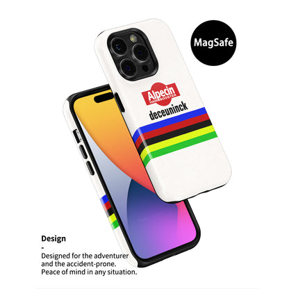 Mathieu van der Poel 2024 World Champion Rainbow Jersey Cycling Livery Phone Case by DIZZY