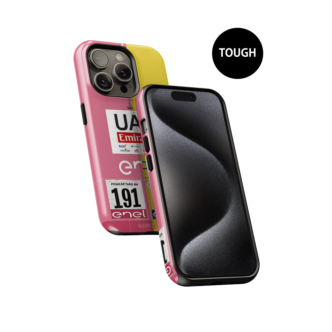 Coque de téléphone Tadej Pogacar 2024 Dual Triumph jaune et rose en jersey par DIZZY