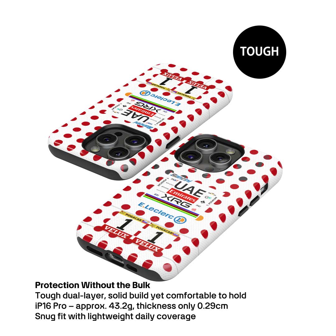 Tadej Pogačar 2025 Tour de France Polka Dot Jersey Phone Case – King of the Mountains Design (for iPhone)