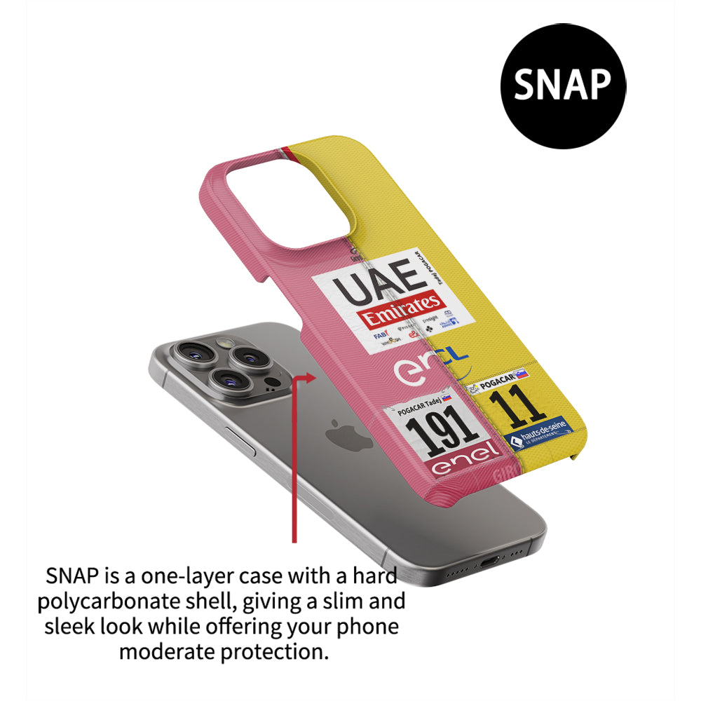 Tadej Pogacar 2024 Dual Triumph Yellow & Pink Jersey Phone Case by DIZZY