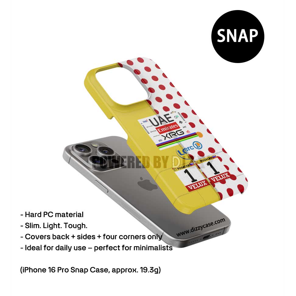 Coque de téléphone Tadej Pogacar 2024 Dual Triumph jaune et rose en jersey par DIZZY