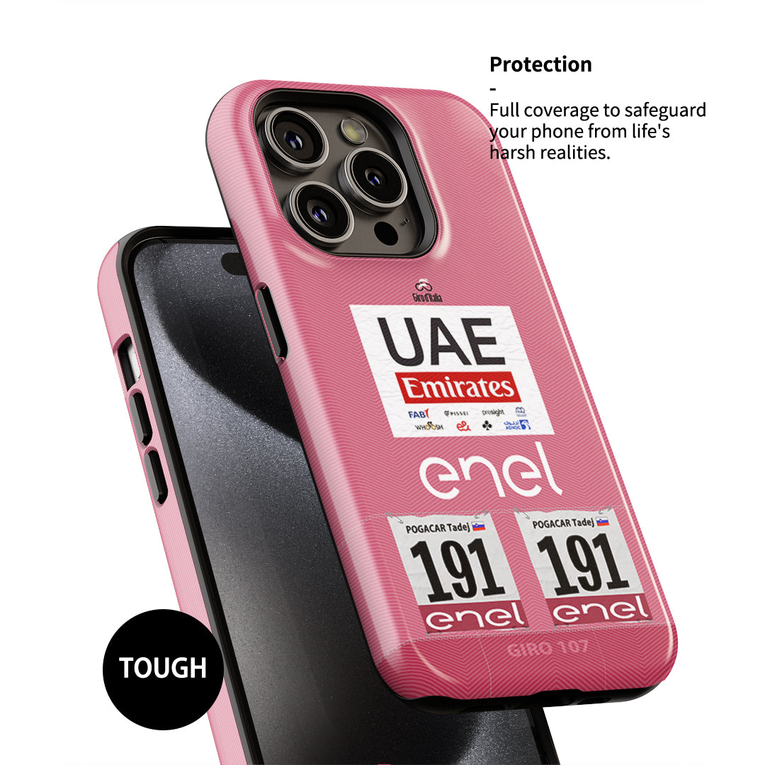 Coque de téléphone Tadej Pogacar 2024 Giro d'Italia en maillot rose par DIZZY