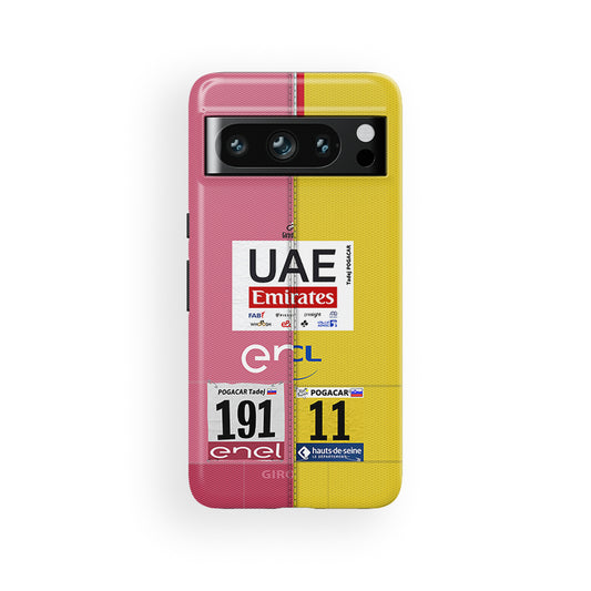 Funda para teléfono Tadej Pogacar 2024 Dual Triumph en jersey amarillo y rosa de DIZZY