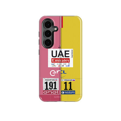 Funda para teléfono Tadej Pogacar 2024 Dual Triumph en jersey amarillo y rosa de DIZZY