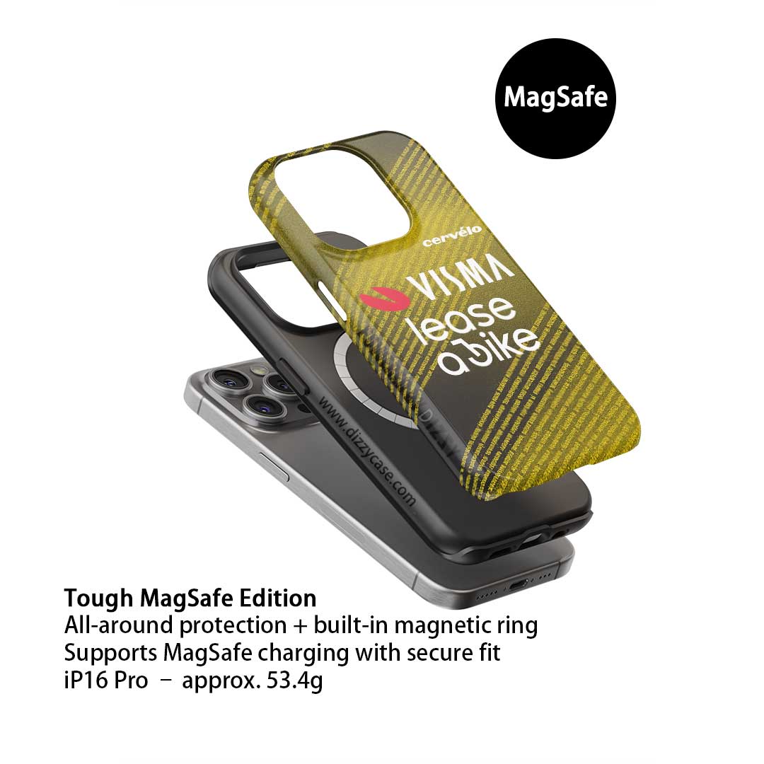 Team Visma–Lease a Bike 2025 TDF Special Edition Phone Case – Yellow & Black Stripes (iPhone)