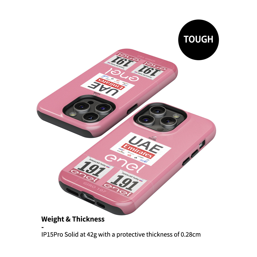 Tadej Pogacar 2024 Giro d'Italia Funda para teléfono con camiseta rosa de DIZZY