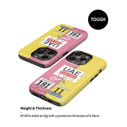 Coque de téléphone Tadej Pogacar 2024 Dual Triumph jaune et rose en jersey par DIZZY