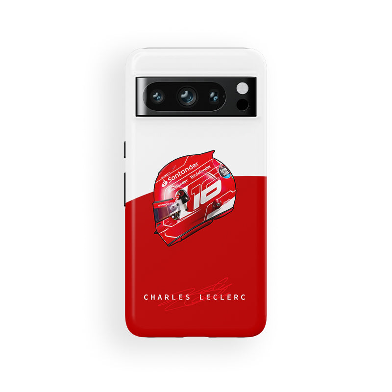 Funda para teléfono de Google con librea mate y diseño de casco Charles Leclerc 2023