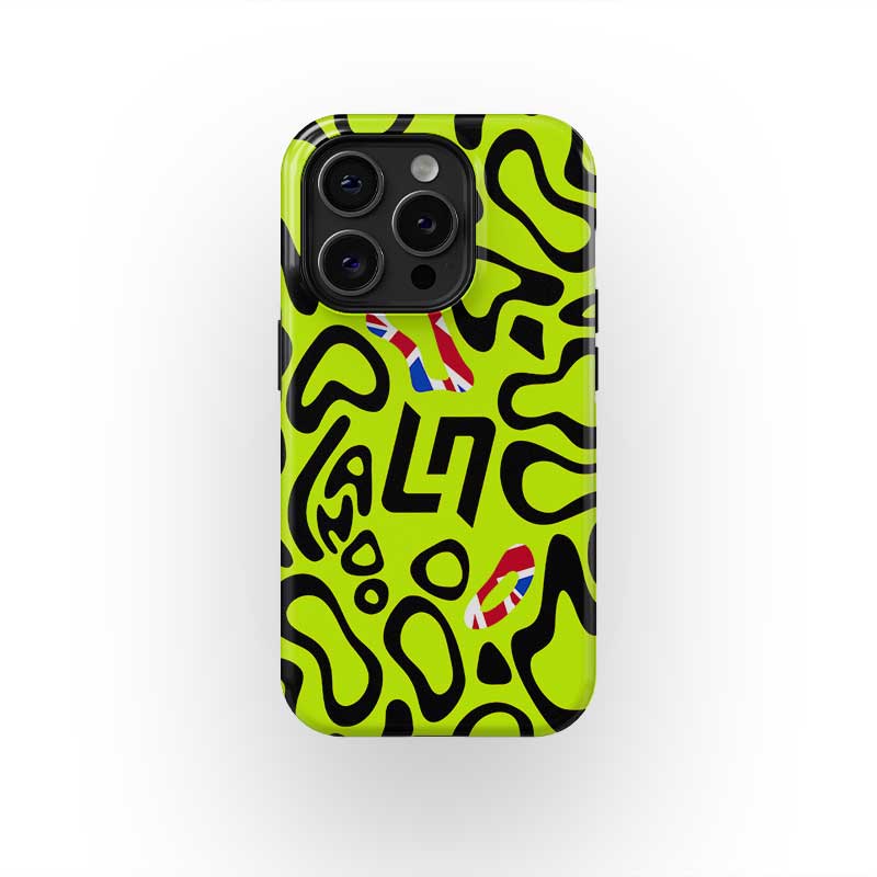 Lando Norris 2025 Silverstone Helmet Phone Case – Neon Blob Design Tribute (for iPhone)