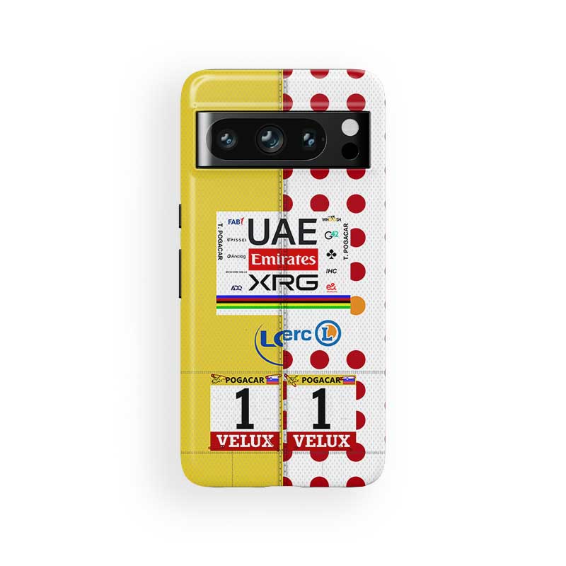 Coque de téléphone Tadej Pogacar 2024 Dual Triumph jaune et rose en jersey par DIZZY