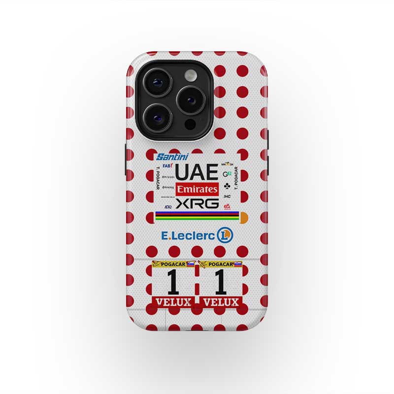 Tadej Pogačar 2025 Tour de France Polka Dot Jersey Phone Case – King of the Mountains Design (for iPhone)
