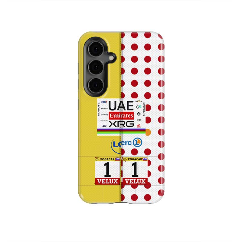 Tadej Pogačar Dual Jersey Phone Case – Yellow & Polka Dot Tour Tribute (for Samsung)