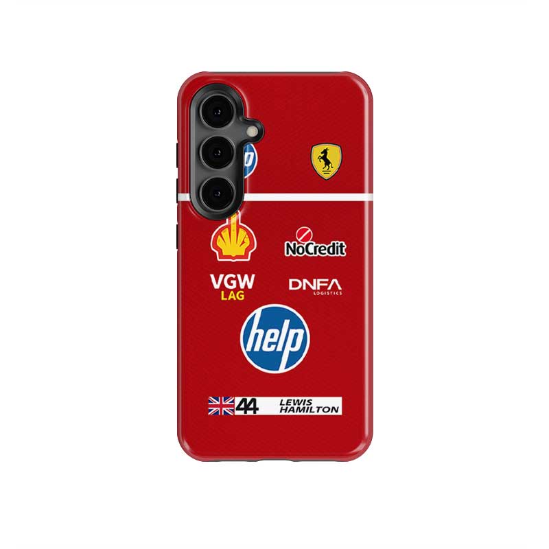 Lewis Hamilton Ferrari Parody Race Suit Phone Case – Satirical “HELP” Edition (for Samsung)