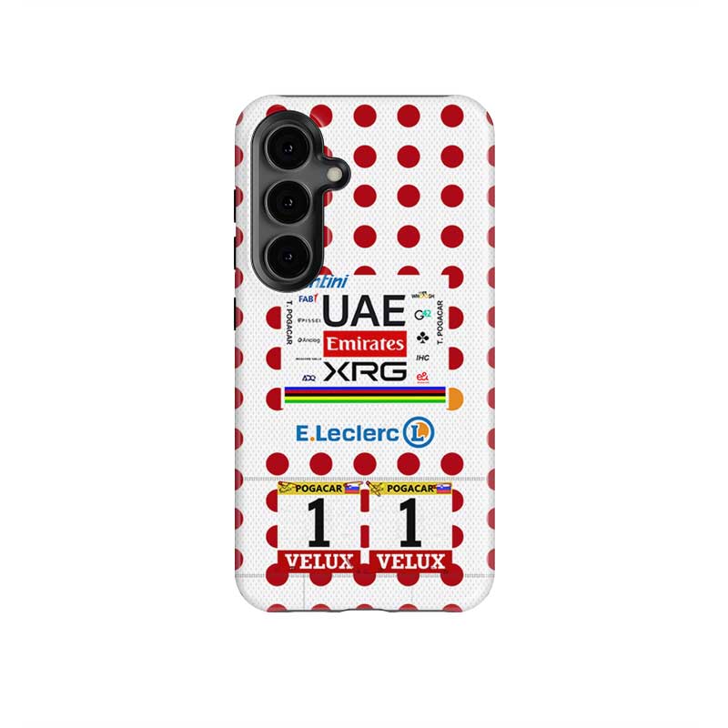 Tadej Pogačar 2025 Tour de France Polka Dot Jersey Phone Case – King of the Mountains Design (for Samsung)