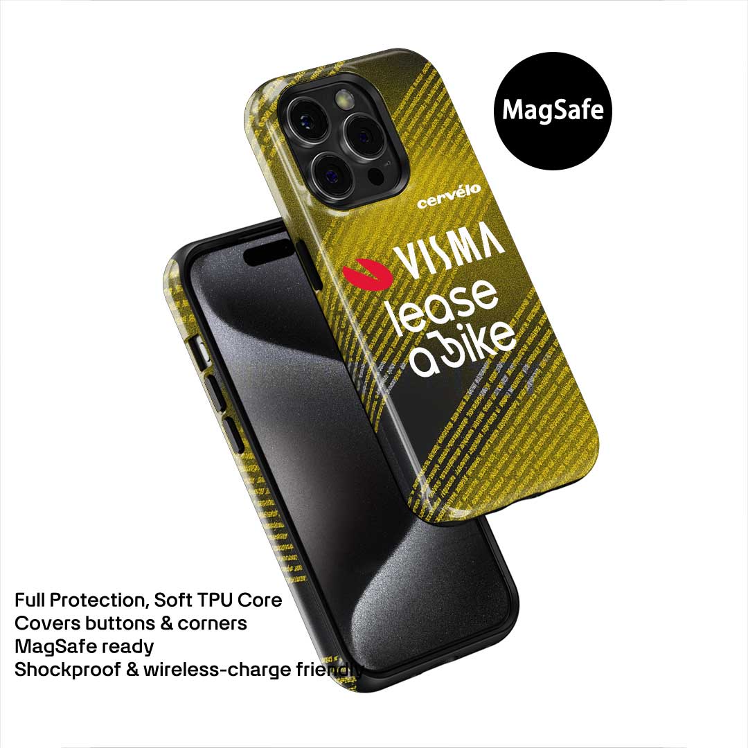 Team Visma–Lease a Bike 2025 TDF Special Edition Phone Case – Yellow & Black Stripes (iPhone)