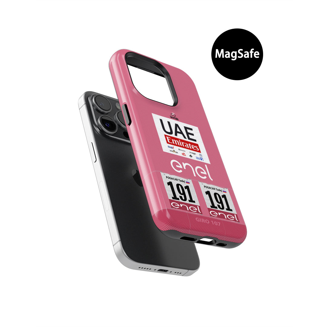 Tadej Pogacar 2024 Giro d'Italia Funda para teléfono con camiseta rosa de DIZZY