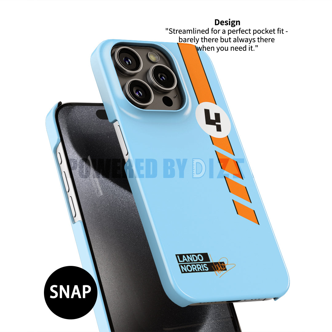 McLaren Gulf Livery iPhone Case Featuring Lando Norris Design