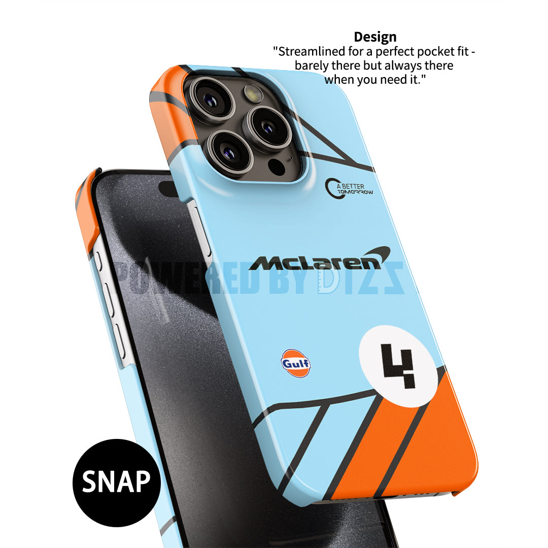 McLaren Gulf Lando Norris 4 Funda para teléfono con librea de Fórmula 1