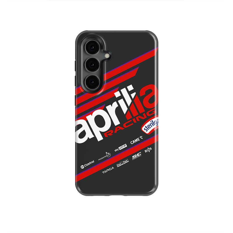 Aprilia Racing MotoGP 2025 Phone Case – Red & Black Striped Design for Samsung Galaxy