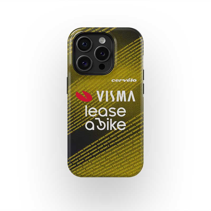 Team Visma–Lease a Bike 2025 TDF Special Edition Phone Case – Yellow & Black Stripes (iPhone)