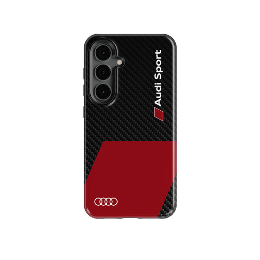 Audi Sport Logo Phone Case with Carbon Fiber Pattern