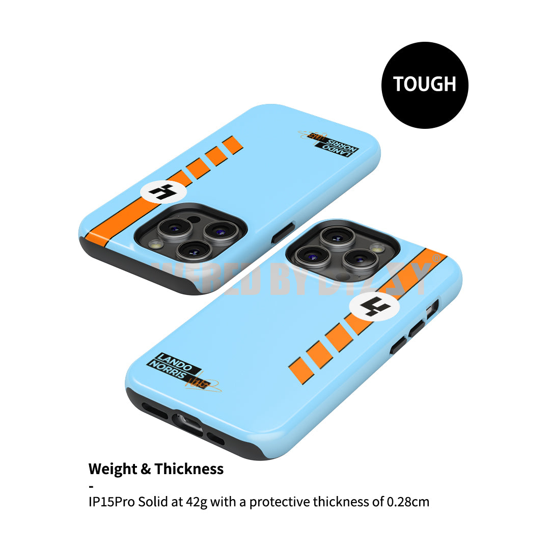 McLaren Gulf Livery iPhone Case Featuring Lando Norris Design