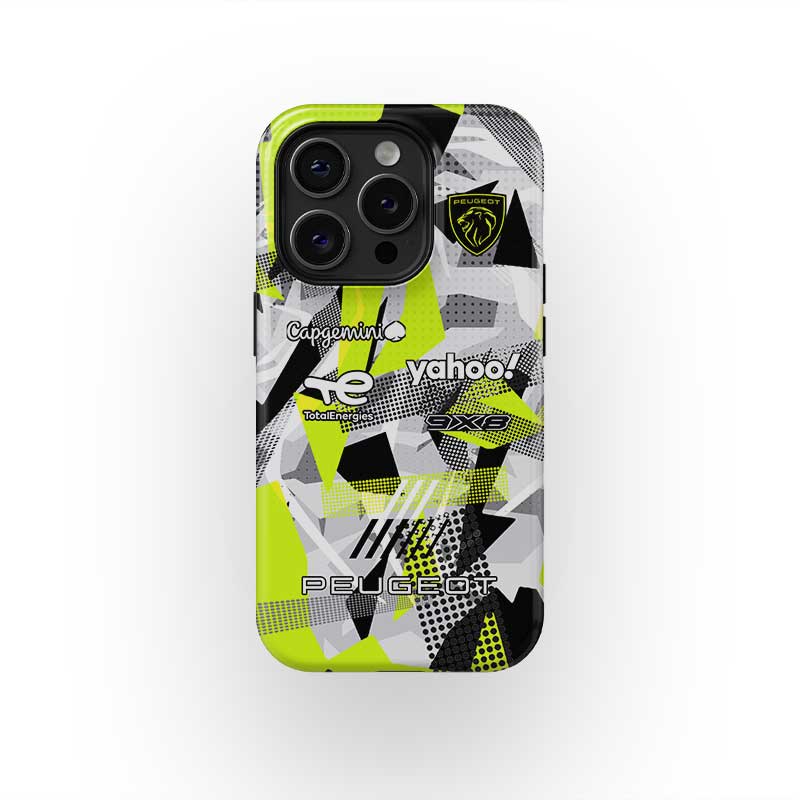 Peugeot 9X8 Hypercar Phone Case – Fragmented Pattern Design