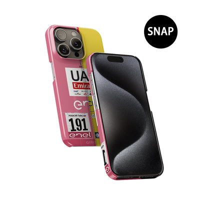 Coque de téléphone Tadej Pogacar 2024 Dual Triumph jaune et rose en jersey par DIZZY