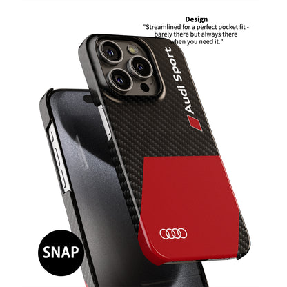 Audi Sport Logo Carbon Fiber Texture Phone Case – Style and Protection Combined