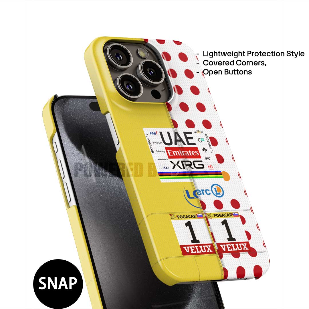 Coque de téléphone Tadej Pogacar 2024 Dual Triumph jaune et rose en jersey par DIZZY