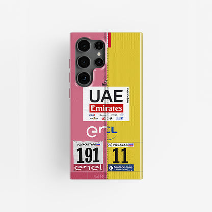 Tadej Pogacar 2024 Dual Triumph Yellow & Pink Jersey Samsung Phone Case by DIZZY