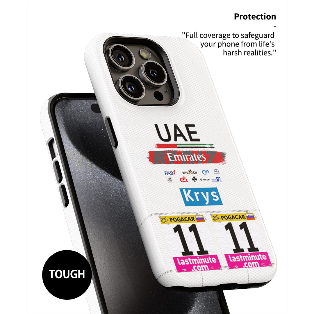 Tadej Pogačar 2023 White Jersey Phone Case: Cycling Style & Protection