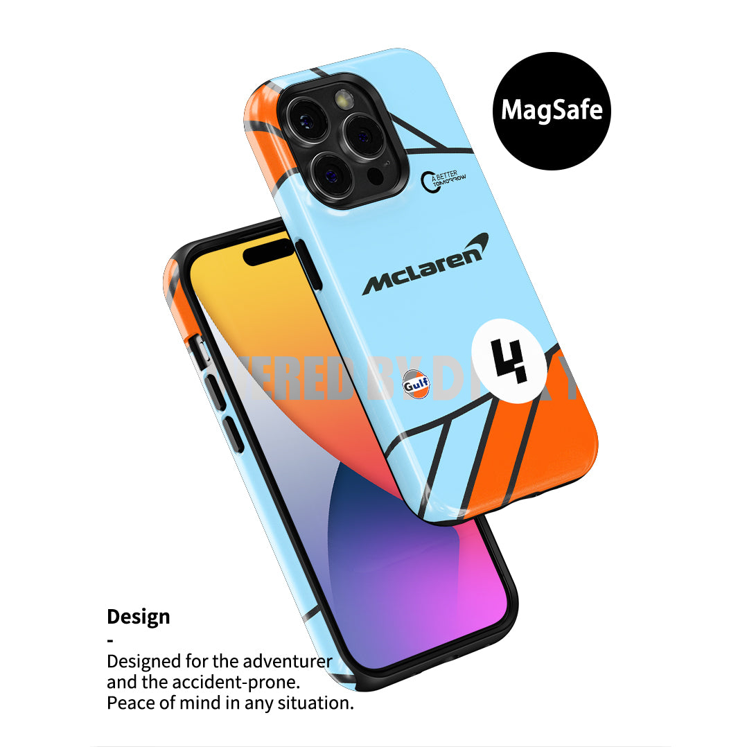 McLaren Gulf Lando Norris 4 Funda para teléfono con librea de Fórmula 1